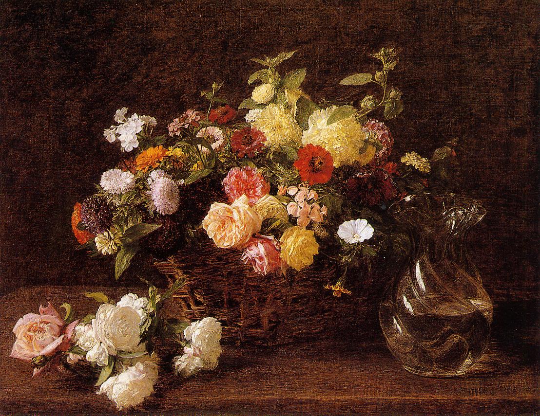 Basket Of Flowers - Henri Fantin-Latour - WikiArt.org - Encyclopedia Of ...