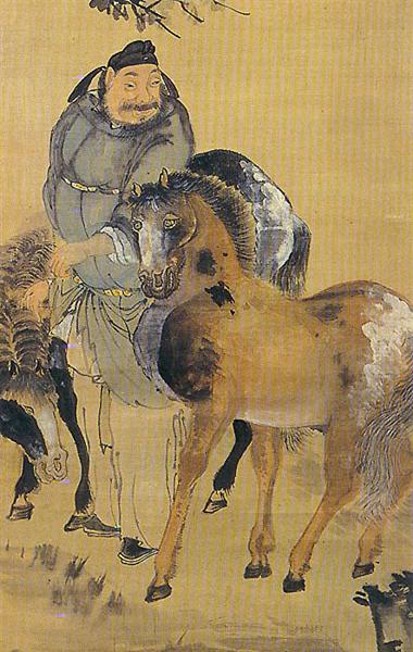 La pintura de un hombre con dos caballos (detalle?) - Owon