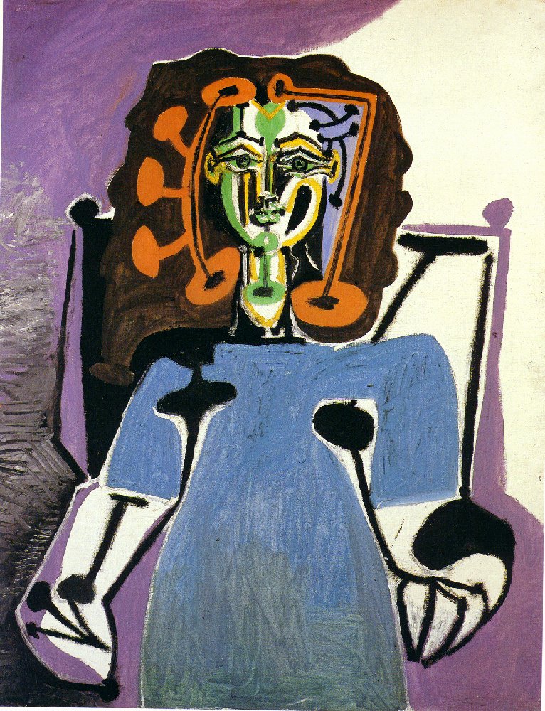 Seated Francoise With Blue Dress Pablo Picasso 