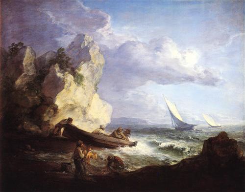 Seashore with Fishermen - Thomas Gainsborough