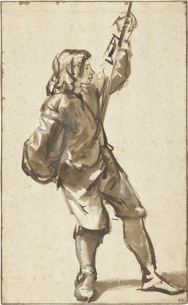 Young Man Standing Holding a Rope, 1649 - Карел Фабрициус