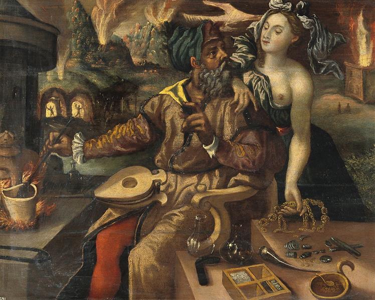 An Alchemist Being Tempted by Luxuria - Maarten de Vos