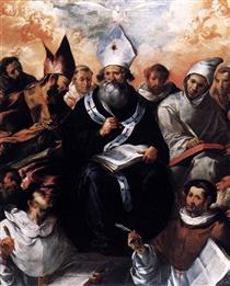 St Basil Dictating His Doctrine - Francisco de Herrera le Vieux