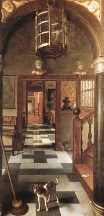 View of a Corridor (also known as A View Through a House) - Samuel van Hoogstraten