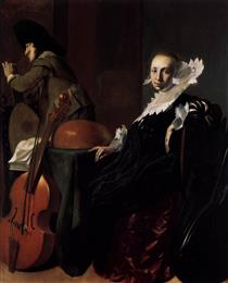 A Gentleman and a Lady with Musical Instruments - Willem Cornelisz Duyster