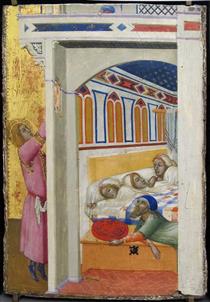 The Charity of Saint Nicholas of Bari (left Wing of the Altarpiece) - Амброджо Лоренцетти
