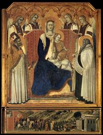 Madonna with Angels Between St Nicholas and Prophet Elijah - Пьетро Лоренцетти