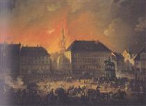 The British Bombardment of Copenhagen, Night Between 4th and 5th of September 1807 - Христіан Август Лоренцен