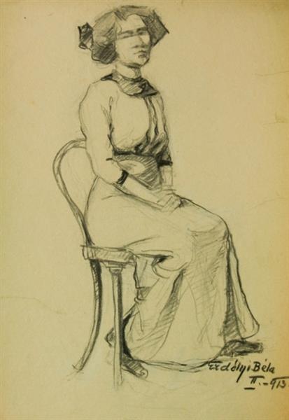 Сидяча модель, 1913 - Ерделі Адальберт Михайлович
