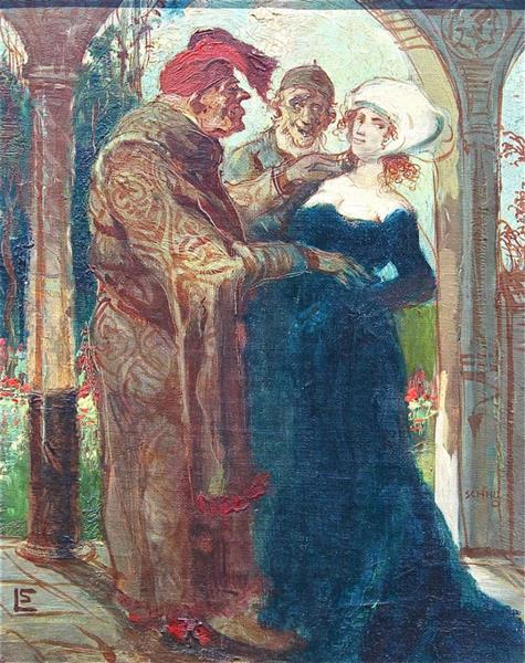 Presentation of a young woman to an old bourgeois - Léo Schnug