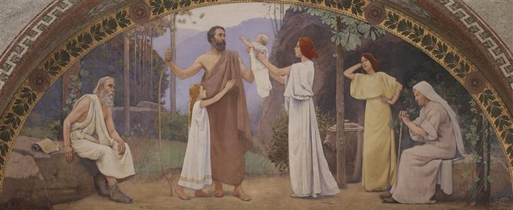 Family. Mural in Lunette from the Family and Education Series, 1896 - Charles Sprague Pearce