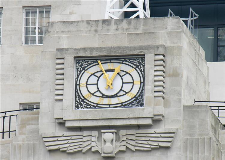 Detail of the Clock at the Top of Broadcasting House - Eric Gill
