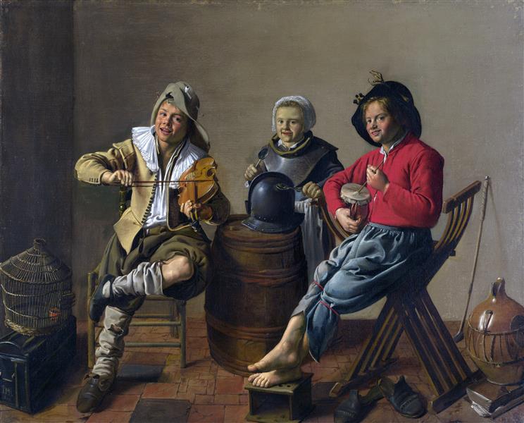 Two Boys and a Girl Making Music, 1629 - Ян Минсе Моленар