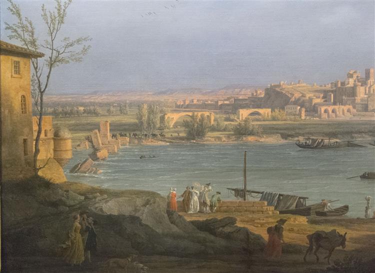 Detail Showing the Ruins of the Pont Saint-bénezet from a Painting of Avignon by Claude-joseph Vernet. the View is from the Right Bank of the Rhone near the Tour Philippe-le-bel, 1757 - Клод Жозеф Верне