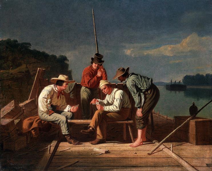 In a Quandary, Or Mississippi Raftsmen at Cards, 1851 - Джордж Калеб Бингем