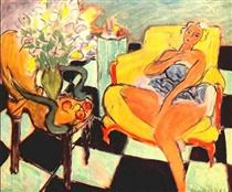Сидяча жінка з квіткою - Анрі Матісс