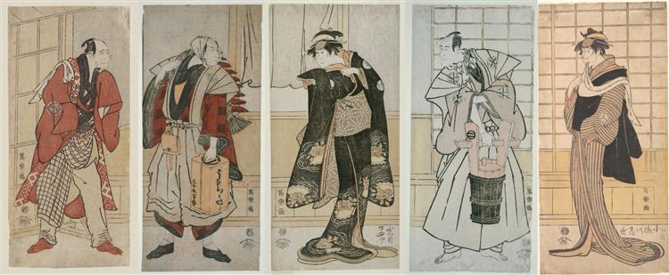 Characters from the Kabuki Play Matsu Ha Misao Onna Kusunoki Niban-me, 1794 - Tōshūsai Sharaku