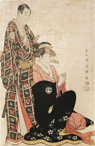 Kabuki Actors Sawamura Sōjūrō III as Nagoya Sanza, and Segawa Kikunojō Iii as the Courtesan Katsuragi, 1794 - Тосюсай Сяраку