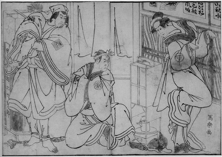 Ichikawa Monnosuke II, Matsumoto Kōshirō IV, and Iwai Hanshirō IV - 東洲齋寫樂