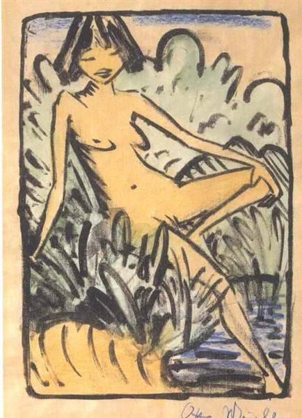 Girl Sitting on the Beach - Отто Мюллер