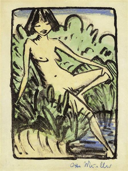 Am Ufer Sitzendes Mädchen, 1926 - Отто Мюллер