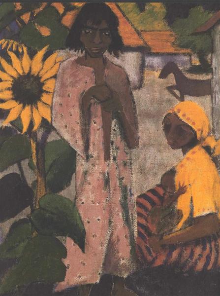 Gypsies with Sunflowers, 1927 - Отто Мюллер