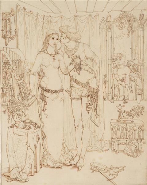 Faust and Marguerite, c.1856 - Simeon Solomon