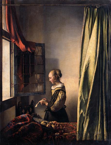 Moça lendo uma carta à janela, 1657 - Johannes Vermeer