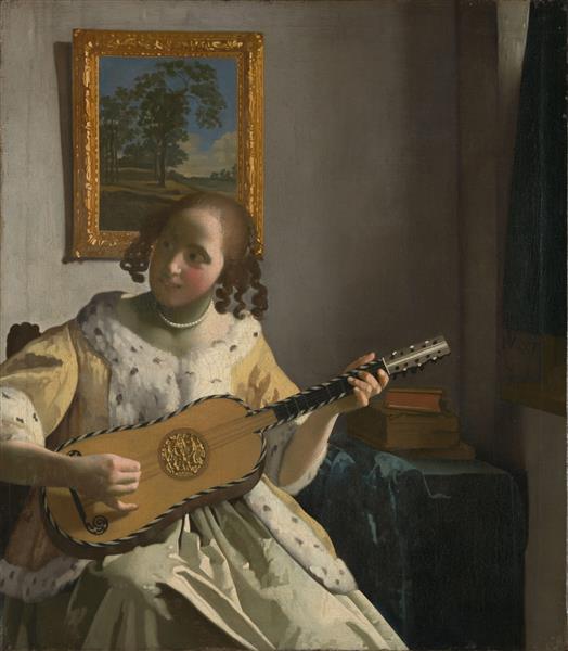 Youg woman playing a guitar, c.1670 - c.1672 - Ян Вермер