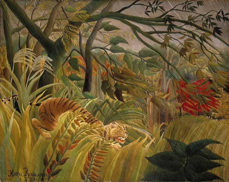 Нападение в джунглях, 1891 - Анри Руссо