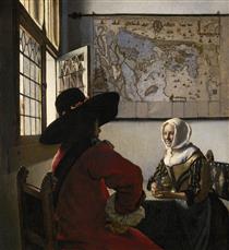 Militar y muchacha riendo - Johannes Vermeer