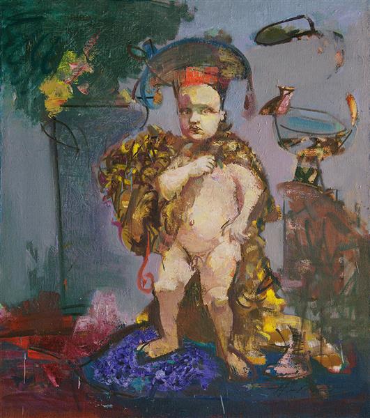 Самсончик. Из цикла «Героические пупсики» (левая часть диптиха), 1989 - Василий Рябченко