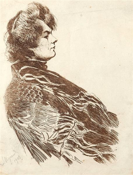 Studium (portret Natalii Siennickiej-duninowej), 1903 - Leon Wyczółkowski