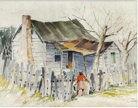 Southern Shack with Figures - Alfred Heber Hutty