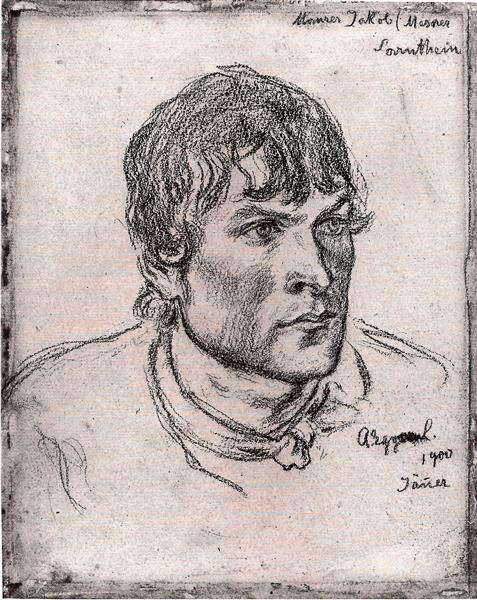 Head of a Young Man (study for the „cross“), 1900 - Альбін Еггер-Лінц