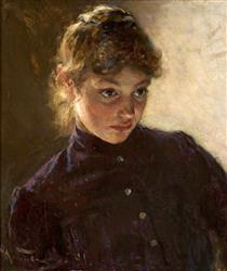 Portrait of a young girl - Nikolai Dmitriyevich Kuznetsov