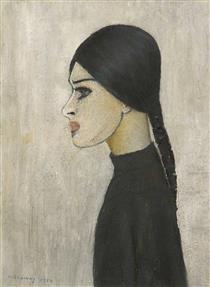 Portrait of Ann (with Plait and Black Jumper) - Lawrence Stephen Lowry