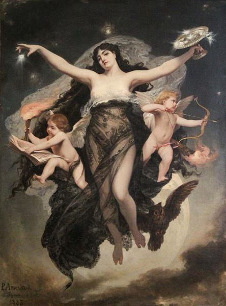 The Night Escorted by the Geniuses of Study and Love, c.1883 - c.1885 - Педру Америку