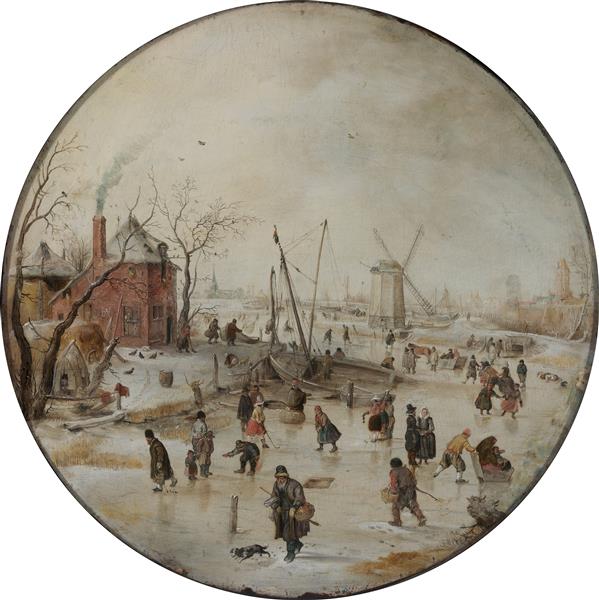 Frozen River with Skaters, 1620 - Гендрик Аверкамп