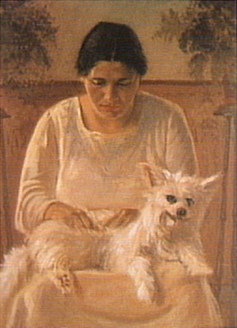 Portrait of Hanna Anderson with a Dog - Alfredo Andersen