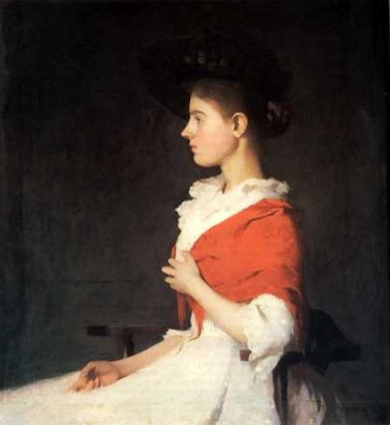 Girl in a Red Shawl (oil), 1890, by Frank Weston Benson - Frank W. Benson