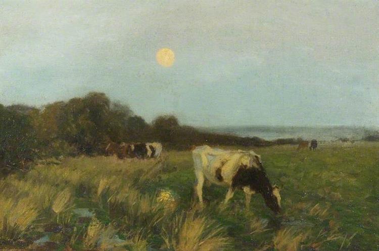 Cattle in Moonlight - Algernon Mayow Talmage