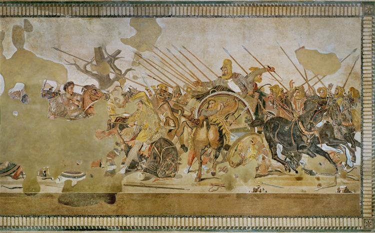 Alexander Mosaic (depicting the Battle of Issus or the Battle of Gaugamela) - Apeles
