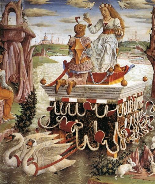 April. Fresco in Palazzo Schifanoia (detail) - Triumph of Venus, 1470 - Francesco del Cossa