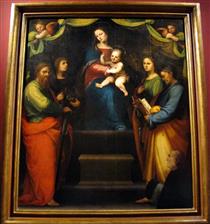 Virgin and Child, Saints and Donator - Mariotto Albertinelli