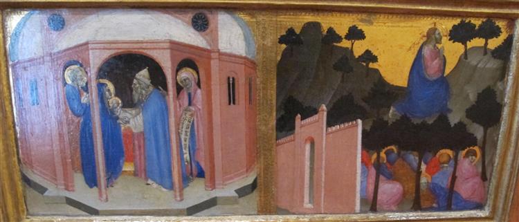 Da Spedale Della Misericordia, Predella 3, Presentazione Al Tempio E Orazione Nell'orto, c.1370 - 喬凡尼·達·米蘭