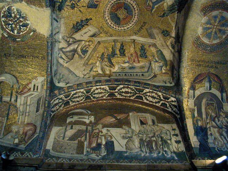 Joseph Taking the Virgin to His House Mosaic, 1320 - Byzantine Mosaics
