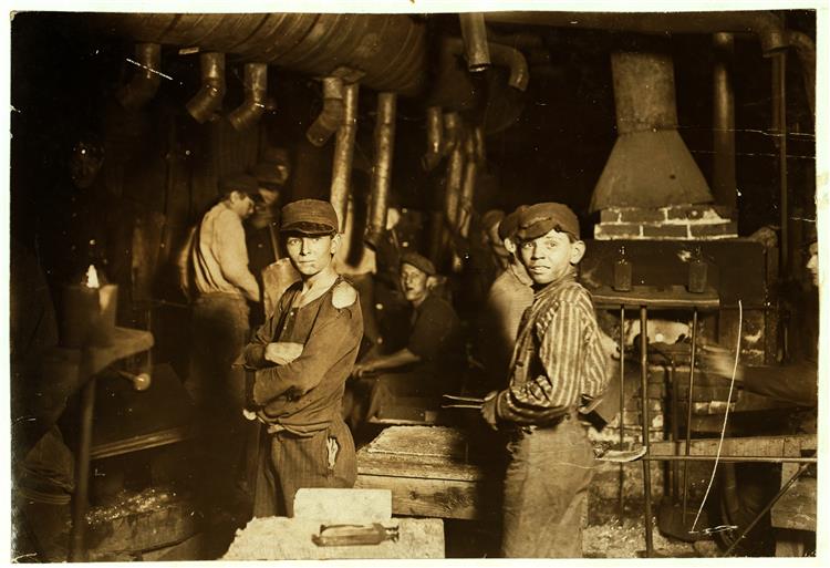 Glass Works, Midnight, Indiana, 1908, 1908 - Lewis Wickes Hine