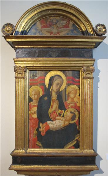 Madonna col bambino, angeli e padreterno, dal pal comunale - Lo Scheggia