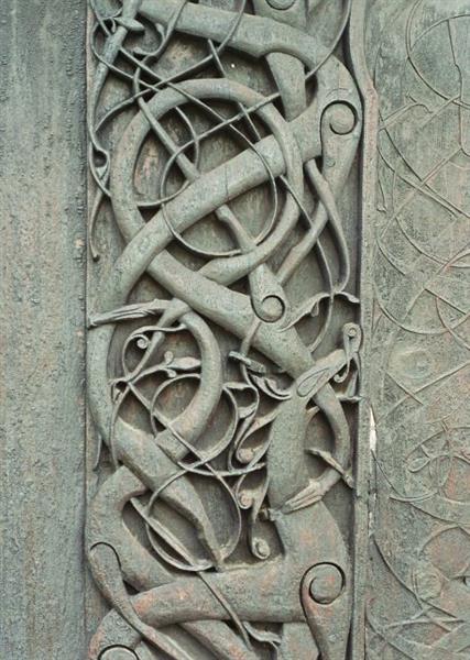 The Eponymous Carving on the Urnes Stave Church, c.1100 - Arte vikingo
